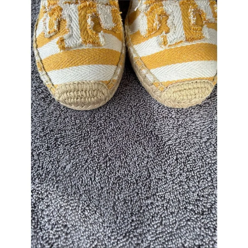 TORY BURCH Fray Stripe Espadrille Flat In Citrus, Size 11, NWOT